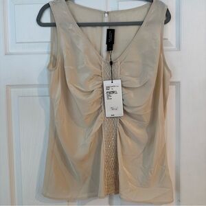 St. John Couture Cream Embellished sleeveless blouse size 14 nwt